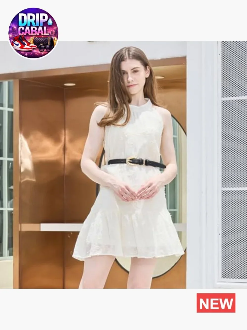 Women's Skinny Faux Leather Belt with Gold Buckle for Jeans Dresses